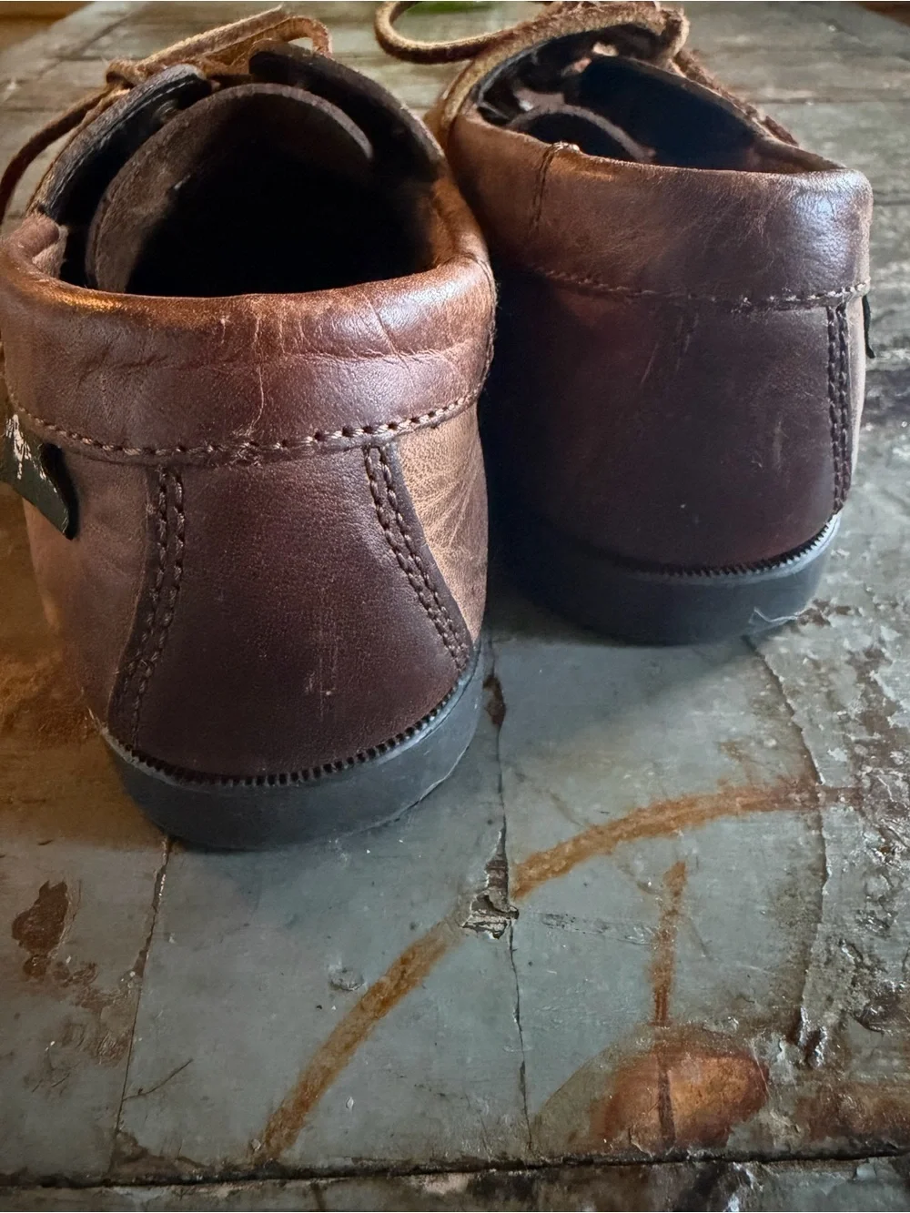 Eastland Women’s Brown Leather Falmouth Loafers with Tan Laces and Rubber Soles